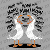 Funny illustration of two seagulls shouting MOM multiple times DTF transfer ready to press.