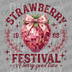 Pink strawberry shaped like a disco ball with a pink bow and text Strawberry Festival A Berry Good Time DTF transfer ready to press.