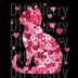 Pink Floral Cat Silhouette DTF Transfer - Valentine’s Day Pet Lover Design