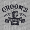 Bold black design for a Bachelor Party saying Groom's Brew Crew with a beer mug and bow tie DTF transfer ready to press.
