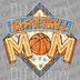 Basketball Mom text with a basketball and blue leopard print pattern inside a diamond shape DTF transfer ready to press.