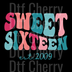Sweet Sixteen Retro Heart DTF Transfer - 16th Birthday Ready to Press