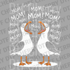 Funny illustration of two seagulls shouting MOM multiple times DTF transfer ready to press.