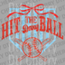 Red text Hit the Dang Ball with a red bow and blue striped baseball plate background DTF transfer ready to press.