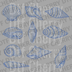 Collage of nine different vintage blue seashell illustrations in a monochromatic engraving style DTF transfer ready to press.