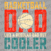 Distressed retro text saying Basketball Dad Like a Regular Dad But Cooler with a basketball illustration DTF transfer ready to press.