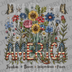 America text with American flag pattern surrounded by sunflowers, roses, and butterflies with patriotic slogans DTF transfer ready to press.