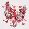Heart-Shaped Floral Chicken DTF Transfer - Valentine’s Day Ready to Press