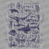 Detailed monochromatic collage of ocean animals including a whale, shark, dolphin, octopus, and turtle with bubbles DTF transfer ready to press.
